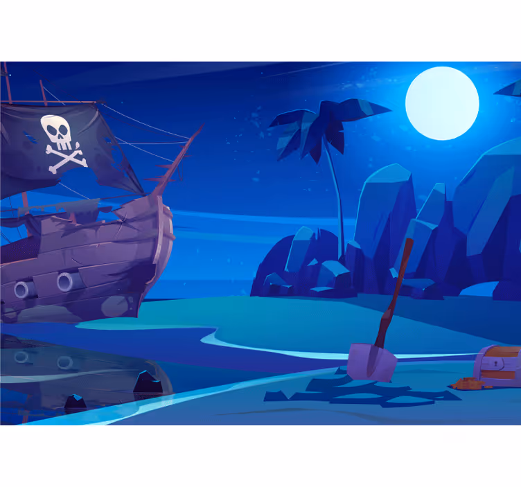 Tapisserie murale fantaisie aventure de bateau pirate - TenStickers