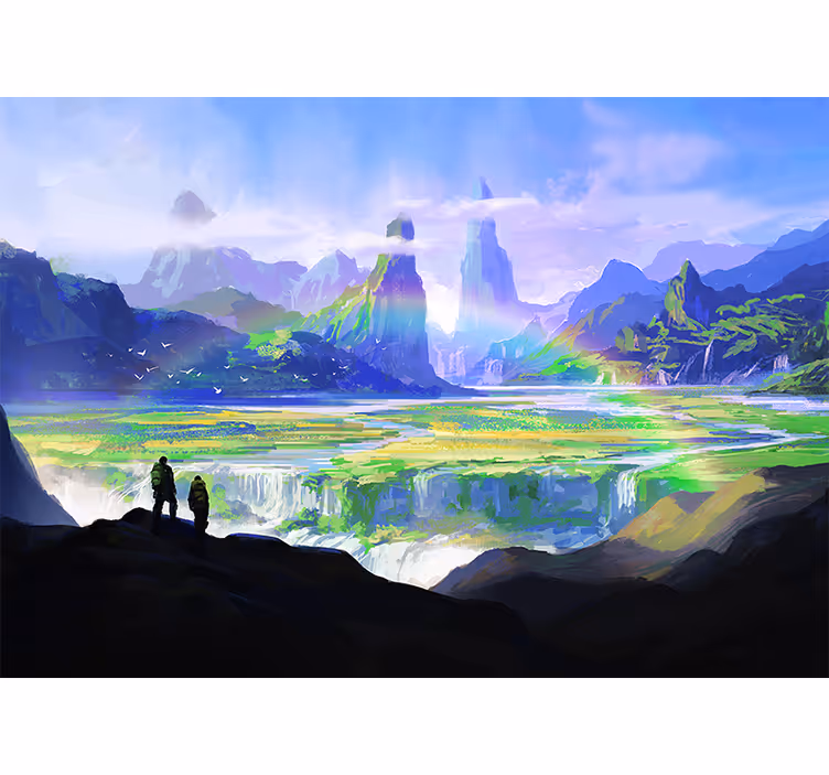 Tapisserie paysage scène naturelle montagneuse - TenStickers