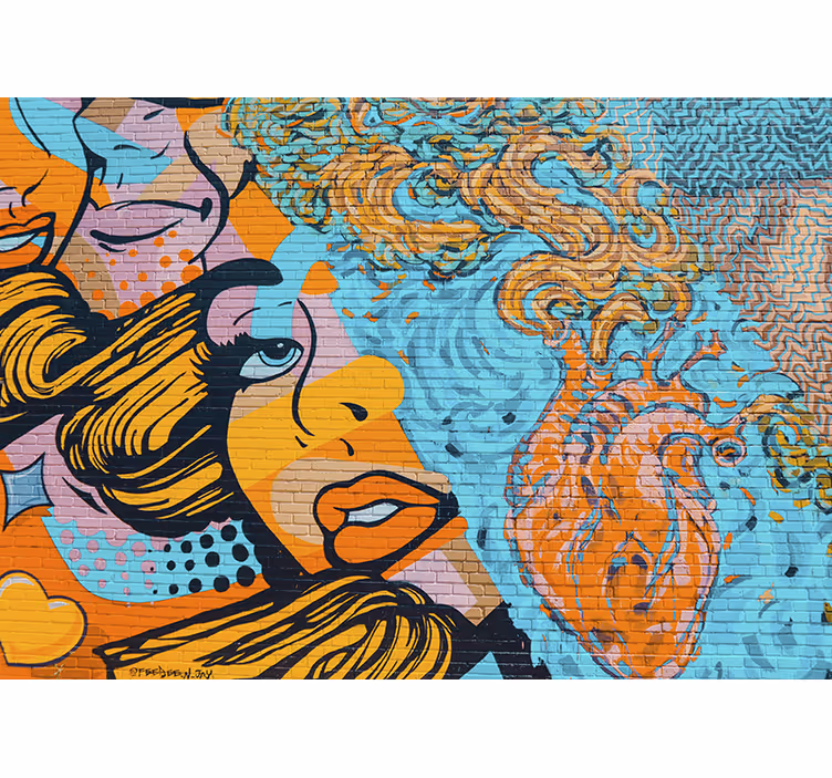 Tapisserie murale graffiti expression urbaine colorée - TenStickers