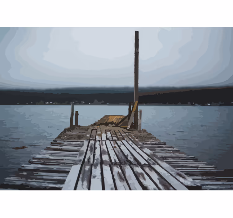 Tapisserie paysage quai au bord d'un lac paisible - TenStickers