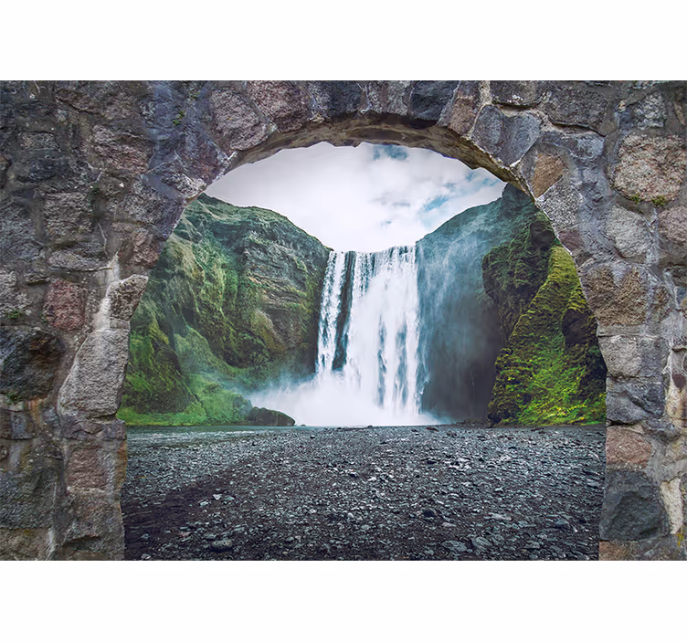 Tapisserie cascade vue majestueuse de chute d'eau - TenStickers