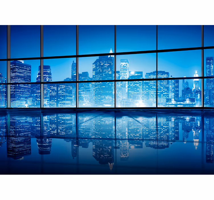 Tapisserie villes et pays reflet de nuit urbaine - TenStickers