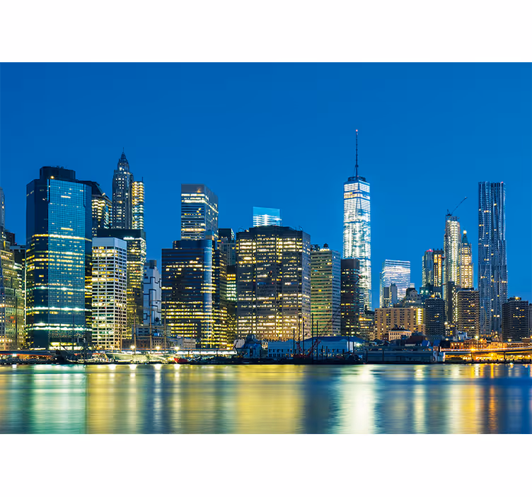 Tapisserie new york paysage nocturne de nyc - TenStickers