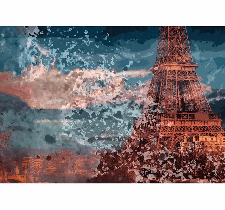 Tapisserie paris skyline de la tour eiffel - TenStickers