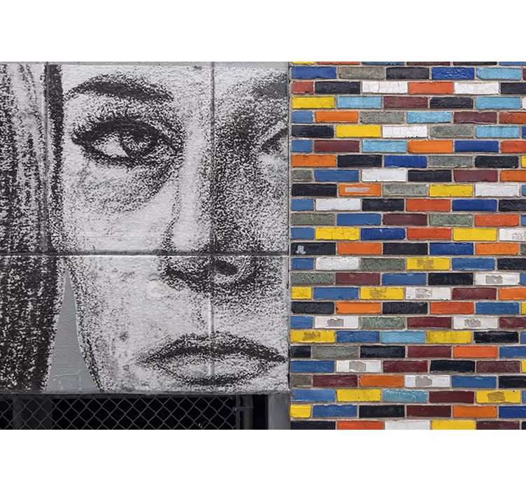 Tapisserie murale graffiti portrait urbain unique - TenStickers