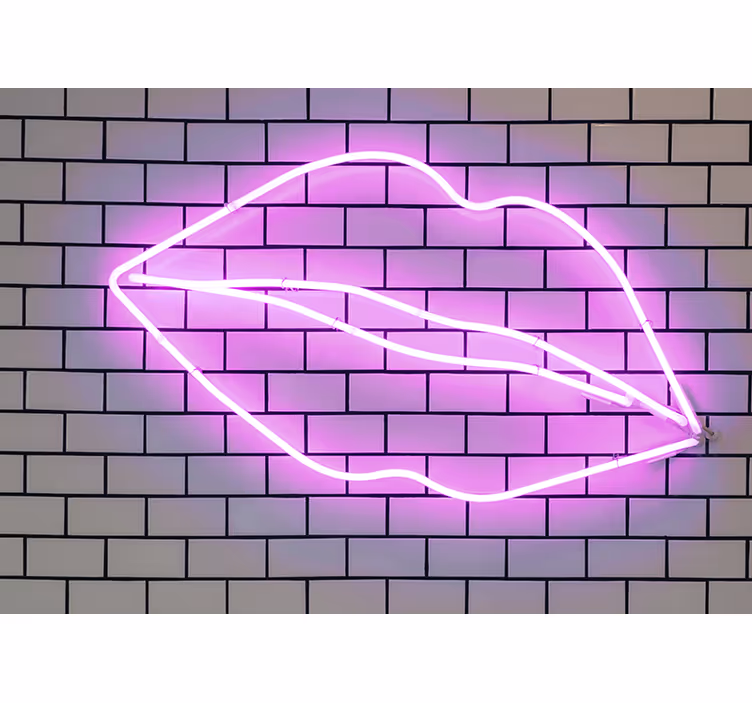 Tapisserie amour forme de lèvres néon - TenStickers