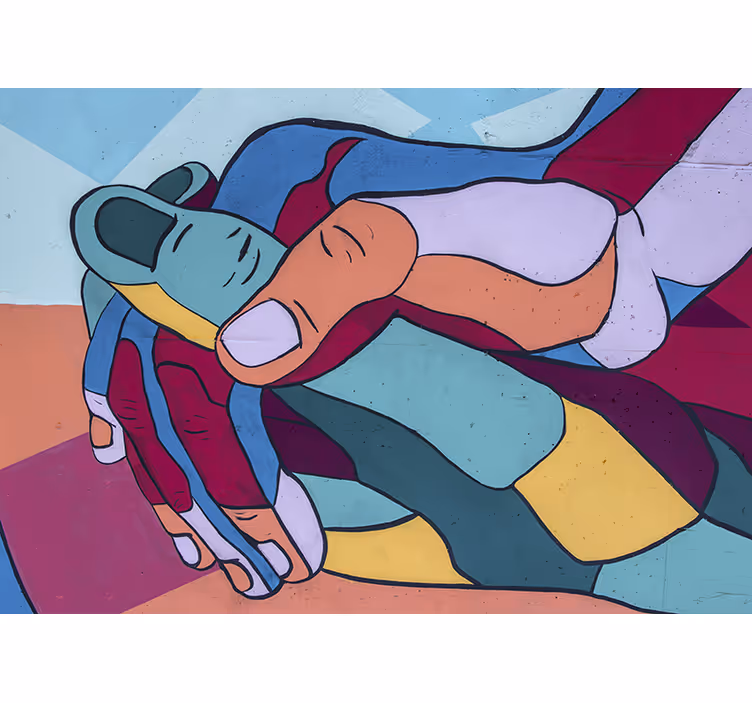 Tapisserie amour étreinte colorée des mains - TenStickers