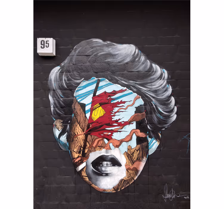 Tapisserie murale graffiti profil humain fragmenté - TenStickers