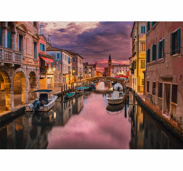 Tapisserie villes et pays perspective de voie navigable - TenStickers