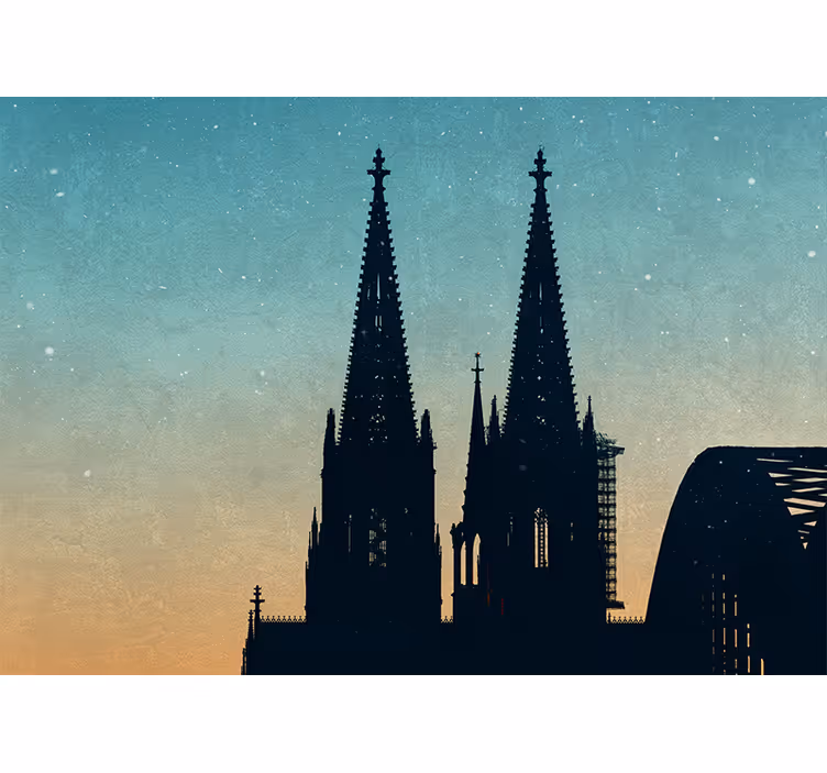 Tapisserie villes et pays tours de cathédrale en silhouette - TenStickers