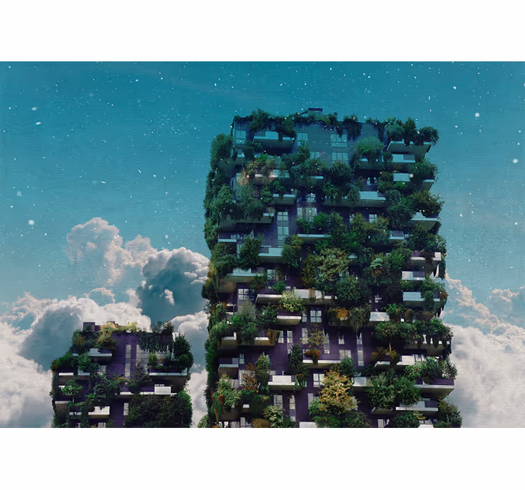 Tapisserie nature jardin vertical vert - TenStickers