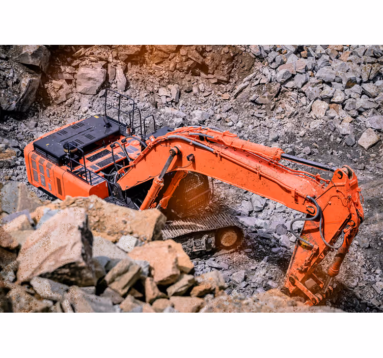 Tapisserie véhicule excavateur en action - TenStickers