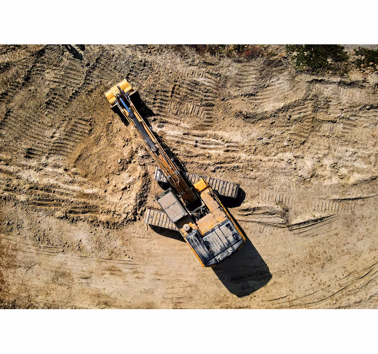 Tapisserie véhicule excavateur en action - TenStickers