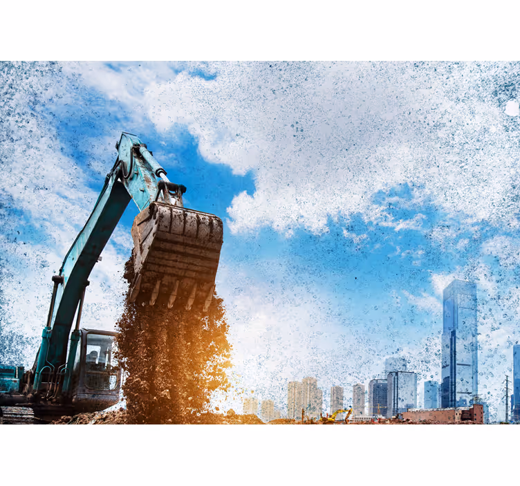 Tapisserie villes et pays machine de construction action - TenStickers