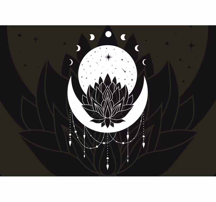 Tapisserie mandala design lune de lotus - TenStickers
