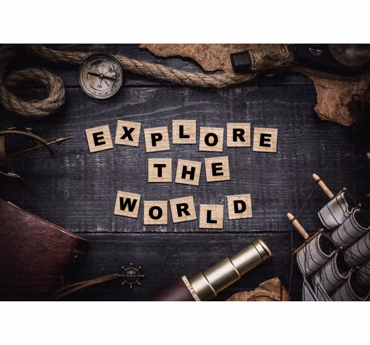 Tapisserie phrase explore le monde - TenStickers
