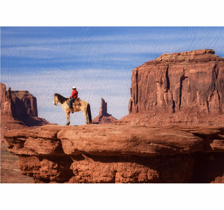 Tapisserie paysage cowboy à cheval - TenStickers