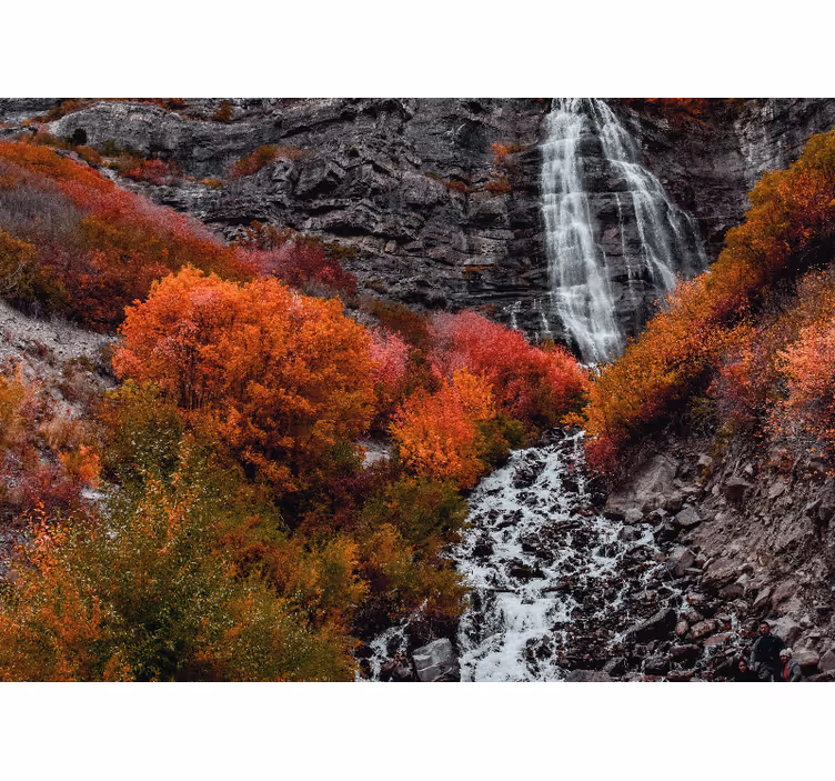 Tapisserie cascade scène de chute d'eau automnale - TenStickers