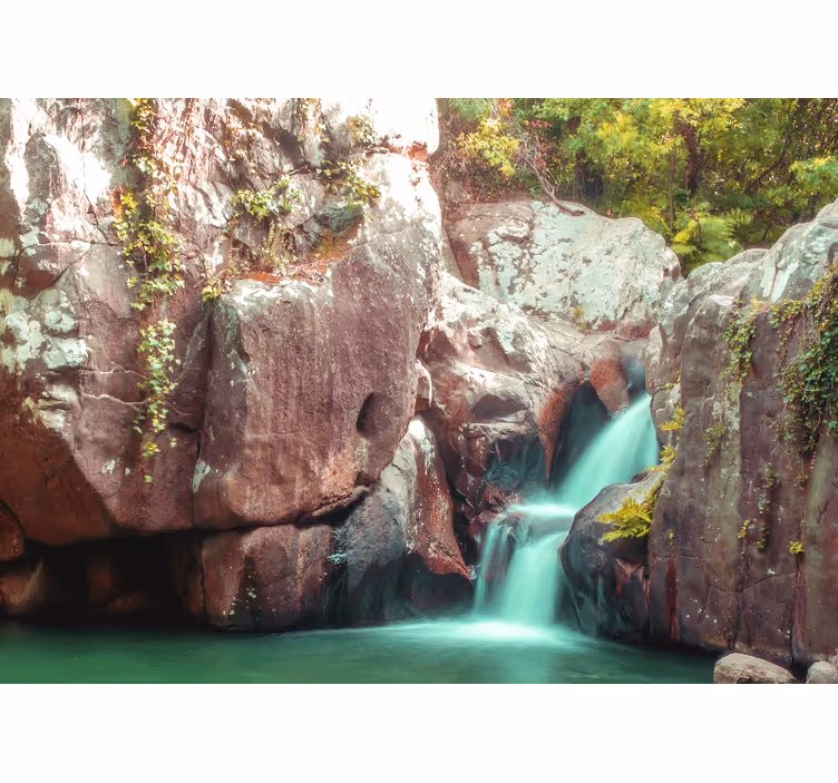 Tapisserie nature cascade d'eau tranquille - TenStickers