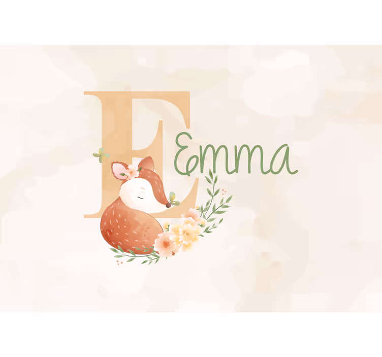 Tapisserie chambre enfant design personnalisé renard - TenStickers