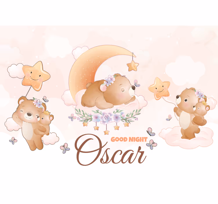 Tapisserie pour chambre bébé collection ours dormeur - TenStickers