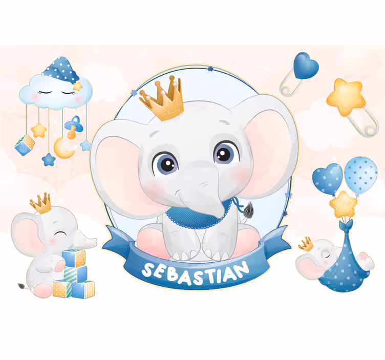 Tapisserie pour chambre bébé design éléphant mignon - TenStickers