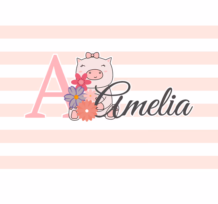 Tapisserie amour petits cochons en fleurs - TenStickers