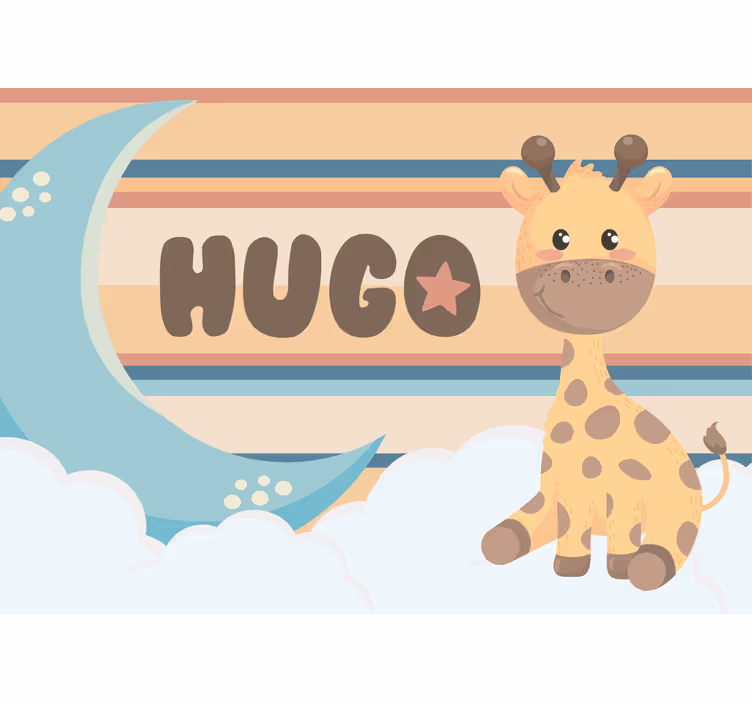 Tapisserie chambre enfant illustration adorable girafe - TenStickers