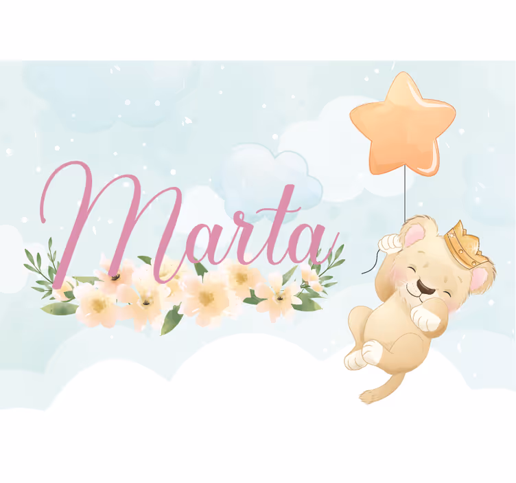 Tapisserie chambre enfant lion mignon avec ballon - TenStickers