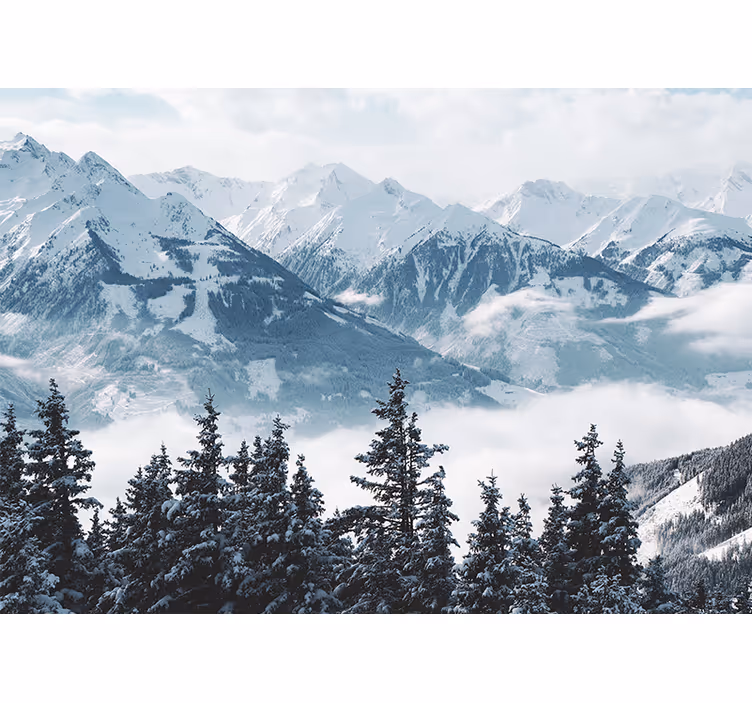 Tapisserie montagne grands sommets enneigés - TenStickers