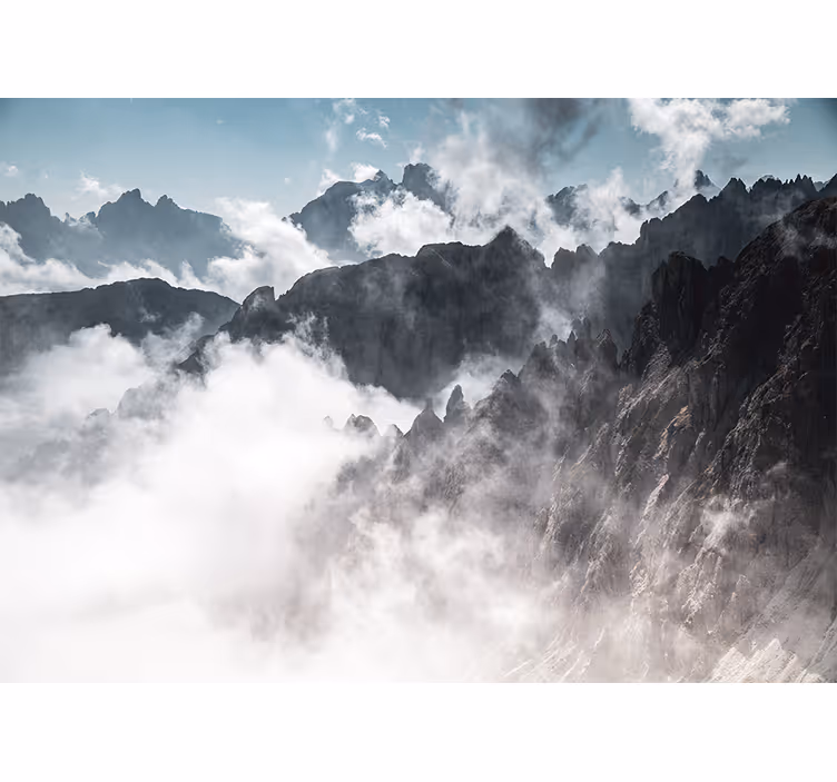 Tapisserie montagne silhouette de pic majestueux - TenStickers