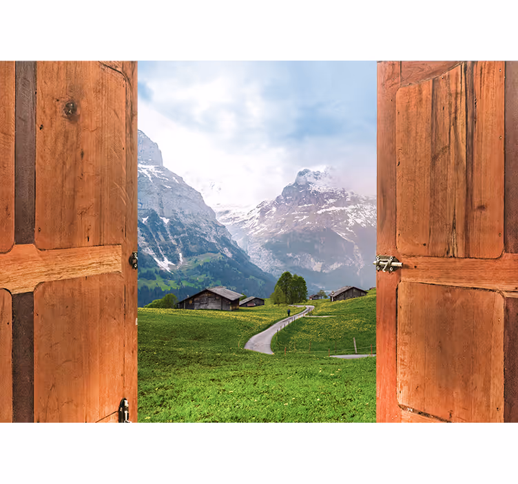 Tapisserie paysage vue sur montagne - TenStickers