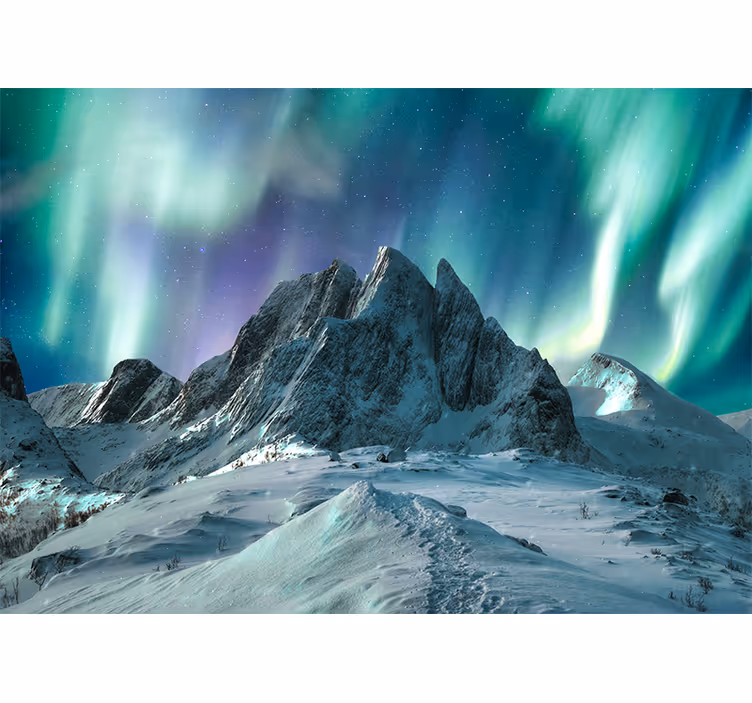 Tapisserie paysage aurores des montagnes - TenStickers