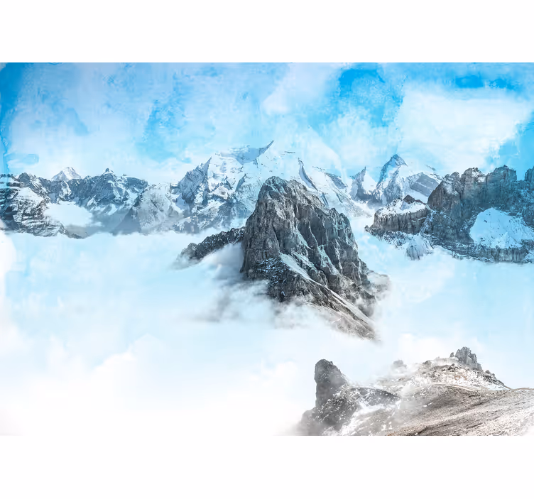 Tapisserie montagne sommets glacés majestueux - TenStickers
