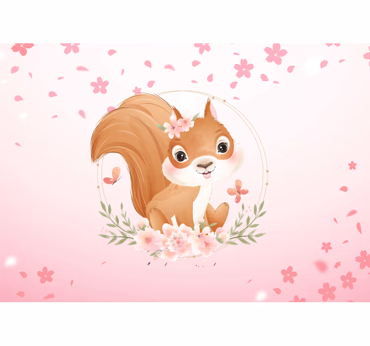 Tapisserie pour chambre bébé portrait écureuil - TenStickers