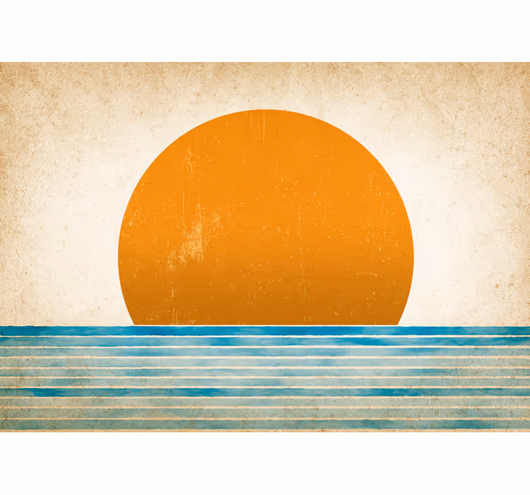 Tapisserie paysage coucher de soleil sur l'eau - TenStickers