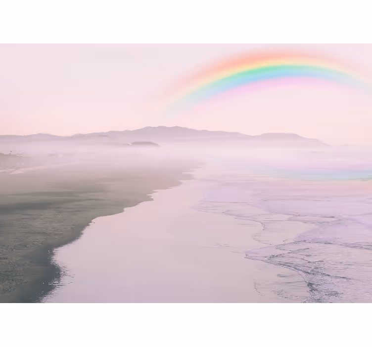 Tapisserie nature plage sereine arc-en-ciel - TenStickers