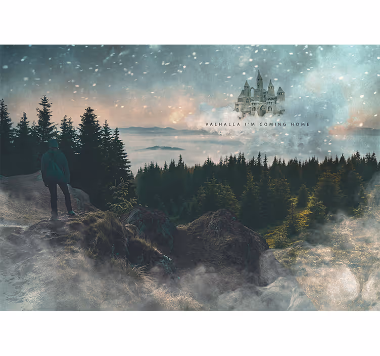Tapisserie nature scène de forêt majestueuse - TenStickers