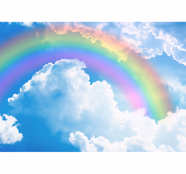 Tapisserie ciel nuages colorés arc-en-ciel - TenStickers