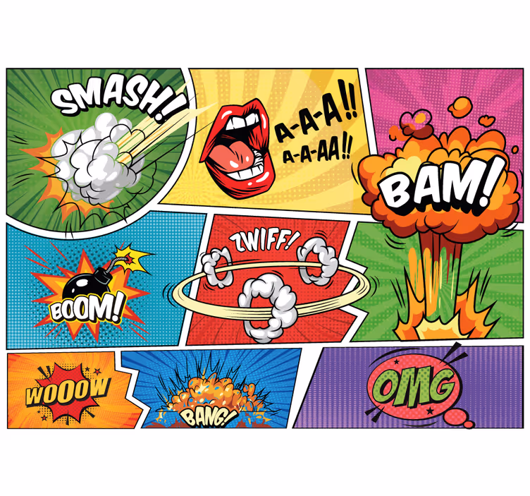 Tapisserie murale graffiti action de bande dessinée - TenStickers