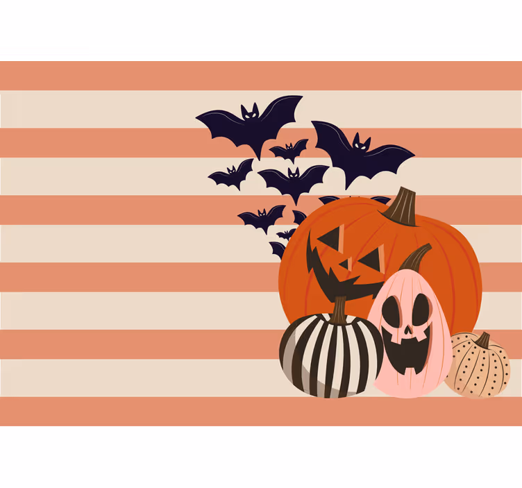 Tapisserie halloween citrouilles et chauves-souris - TenStickers