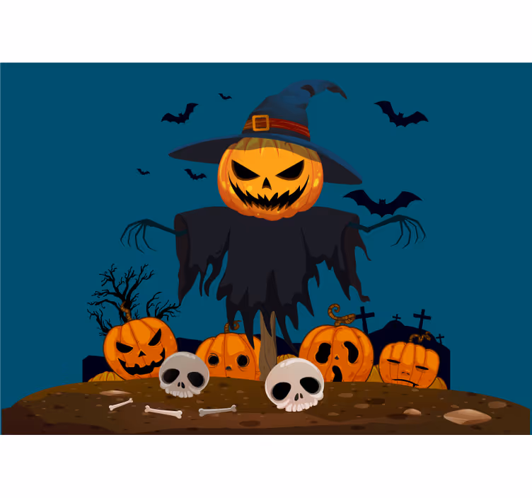 Tapisserie halloween épouvantable épouvantail citrouille - TenStickers