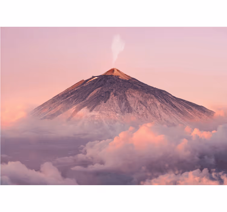 Tapisserie montagne pic de volcan fumé - TenStickers