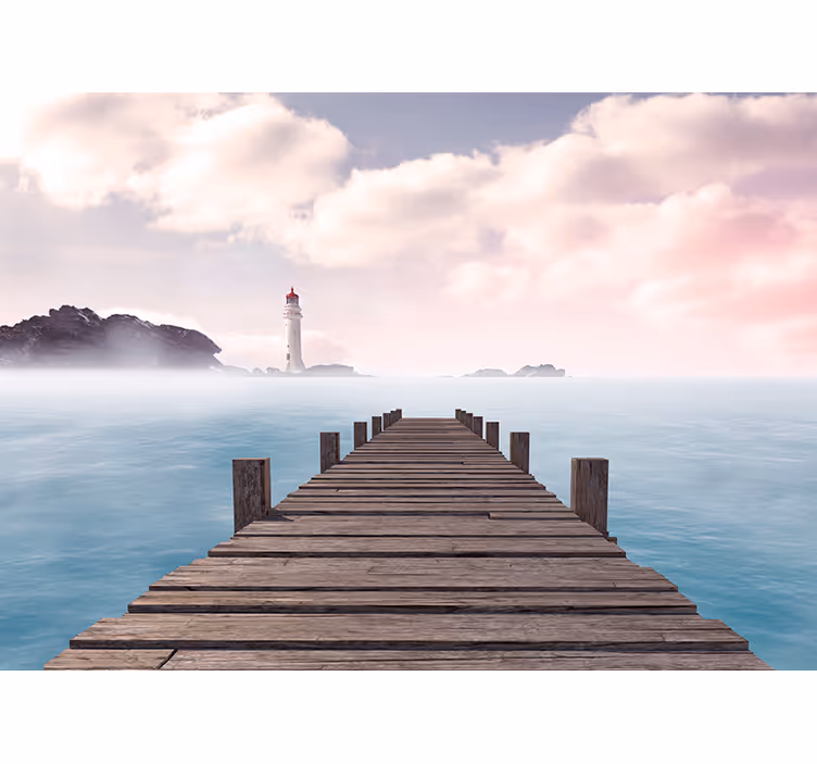 Tapisserie paysage chemin du phare de la mer - TenStickers