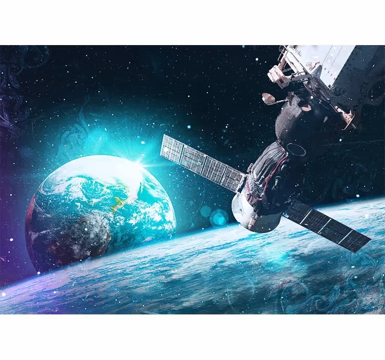 Tapisserie espace vaisseaux spatiaux en orbite terrestre - TenStickers