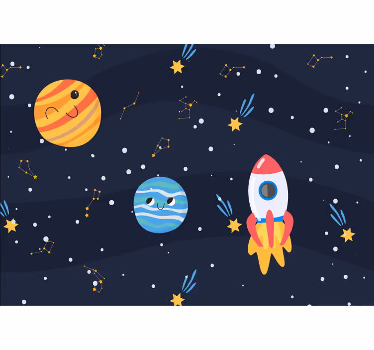 Tapisserie espace exploration planétaire ludique - TenStickers