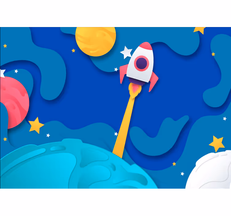 Tapisserie murale fantaisie aventure de lancement de fusée - TenStickers