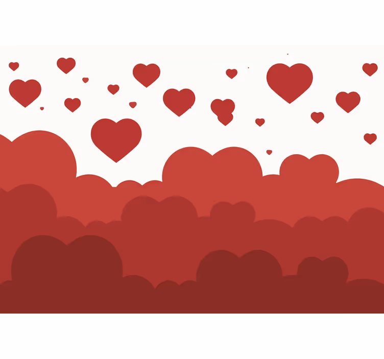 Tapisserie amour nuages en forme de cœur flottants - TenStickers