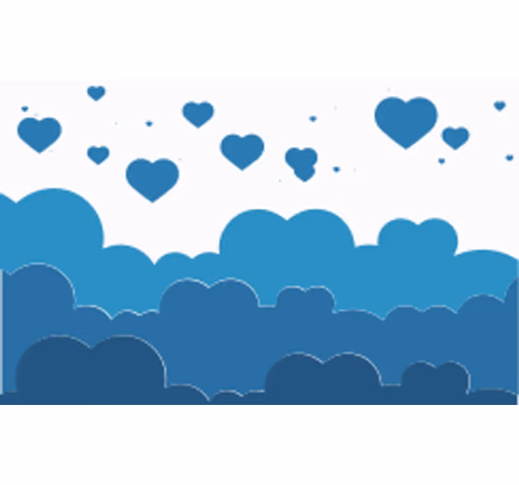 Tapisserie amour nuages et cœurs - TenStickers