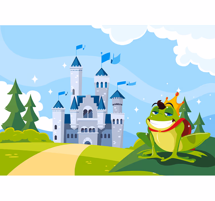 Tapisserie amour grenouille couronnée charmante - TenStickers